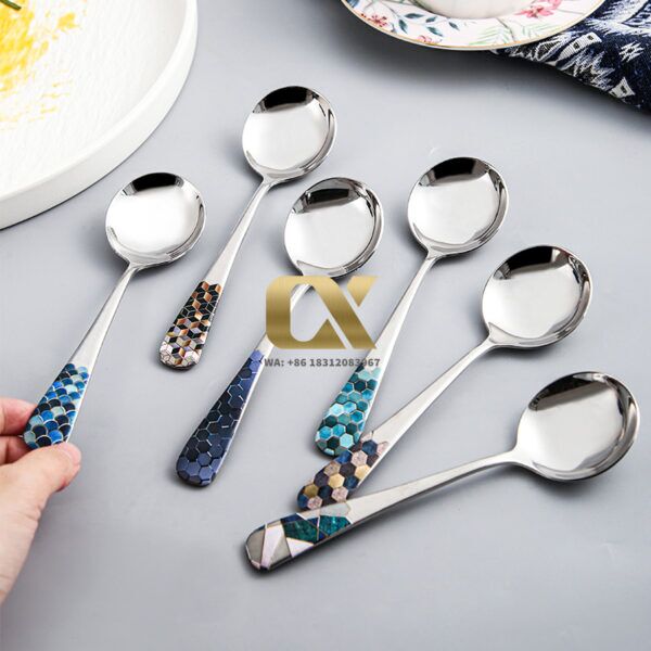 STRUST B41 Colorful Pattern Stainless Steeel 304 Soup Spoon and